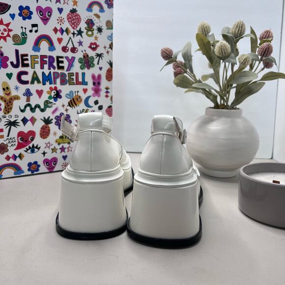 Jeffery Campbell Empath Patent Leather Mary Jane Platform White Women 6 NWB - Picture 2 of 11